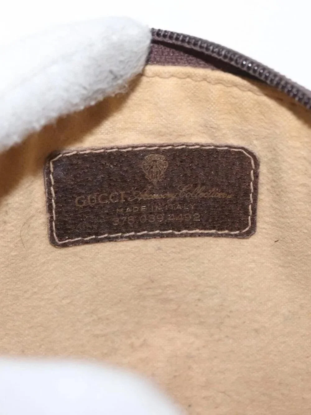GUCCI GG Canvas Pouch PVC Leather Beige Gold 378 039 4492 Auth ti3588